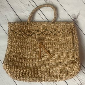 Vintage Esprit Woven Straw Top Handle Purse Handbag 99’s Y2K Natural Jute Sisal